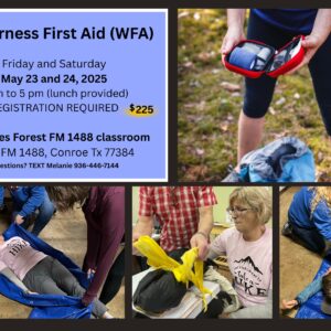 Image of first aid training with event details.